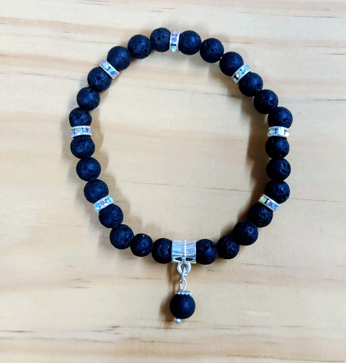 Pulsera de Piedra Natural Roca Volcánica, 6mm