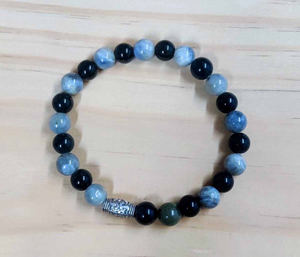 Pulsera de Piedra Natural de Ónix y Labradorita, 6mm
