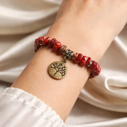 Pulsera de Piedra Natural Jaspe Rojo, 6 mm corte chips