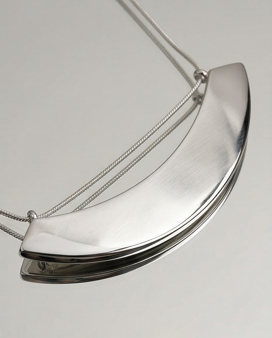 Collar de acero  plateado