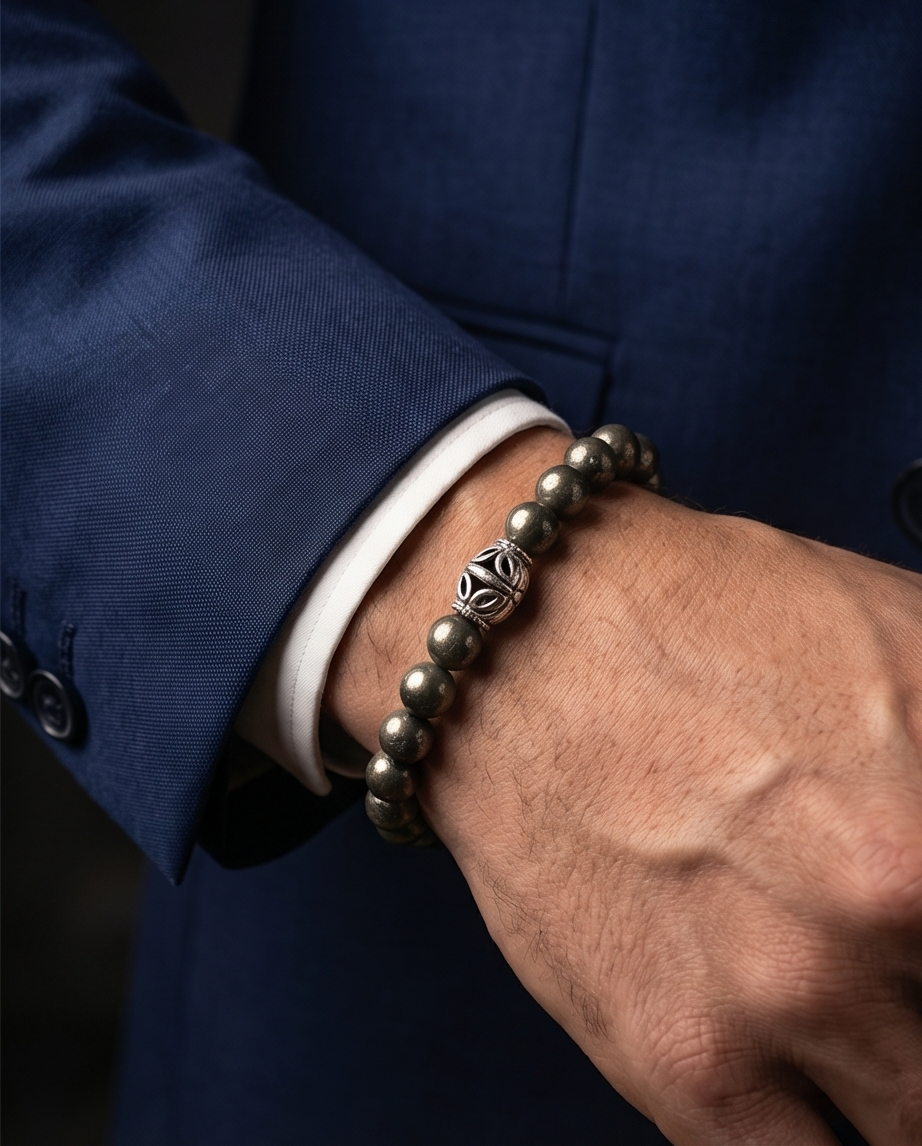 Pulsera Natural Pirita, para él, 8mm