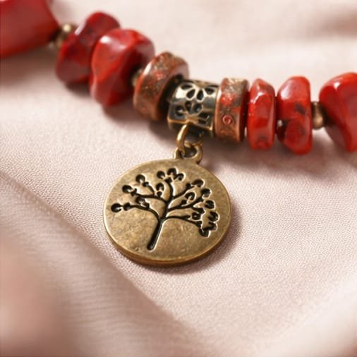 Pulsera de Piedra Natural Jaspe Rojo, 6 mm