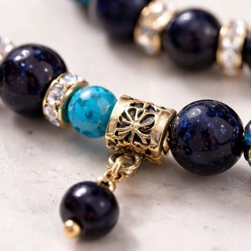 Pulsera de Piedra Natural LLuvia de Estrellas y Turquesa, 8 y 6mm