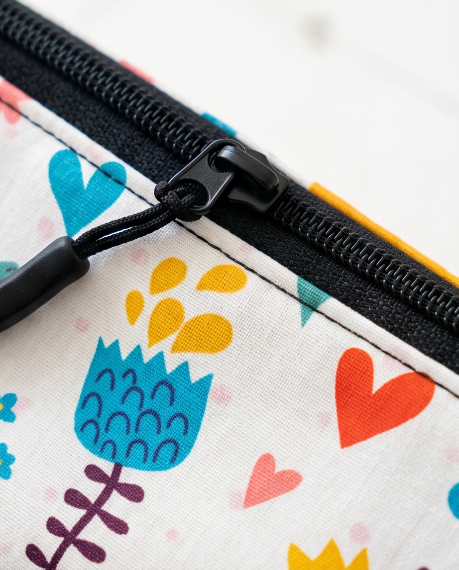 Estuche unisex mezclilla y algodón.