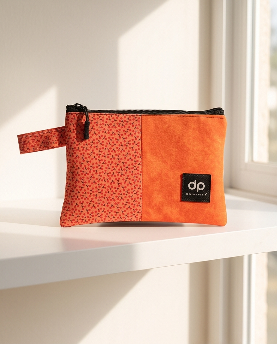 Estuche unisex mezclilla y algodón.