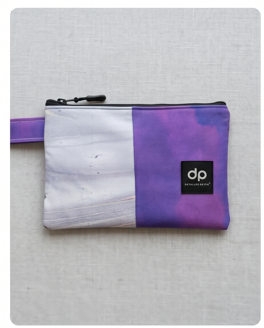 Estuche unisex mezclilla y algodón.