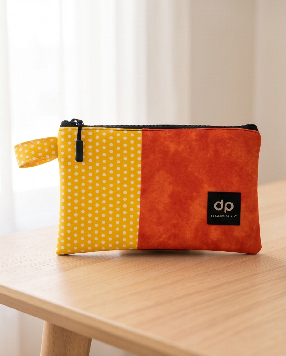 Estuche unisex mezclilla y algodón.