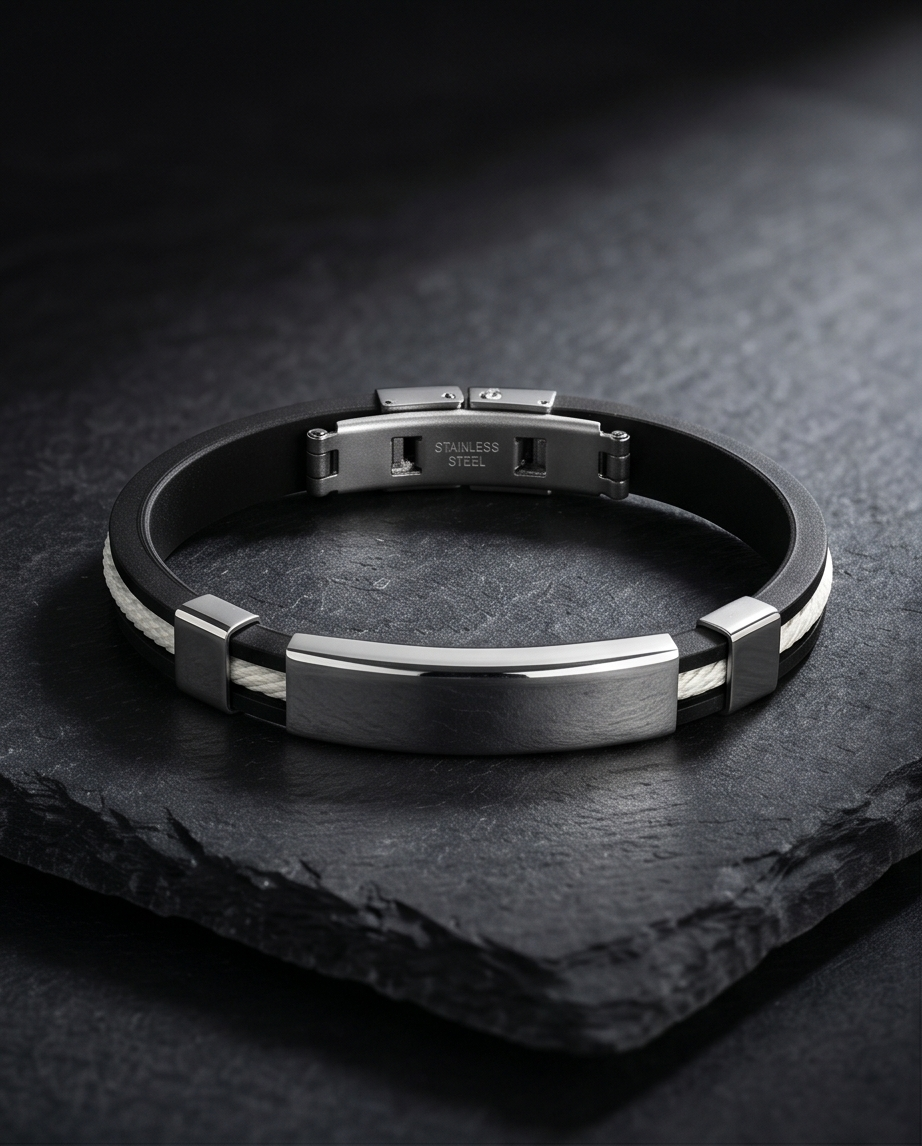 Pulsera  de caucho y acero