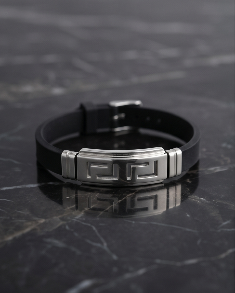 Pulsera de caucho y acero