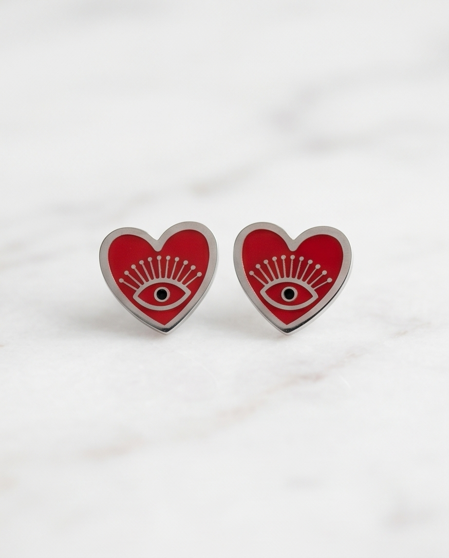Aros corazón acero